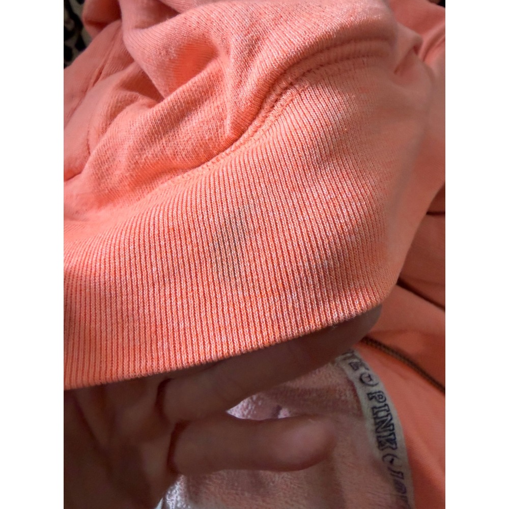 Victorias Secret PINK Quarter Zip Sweatshirt Neon Orange Coral Heathered Medium - Picture 6 of 6